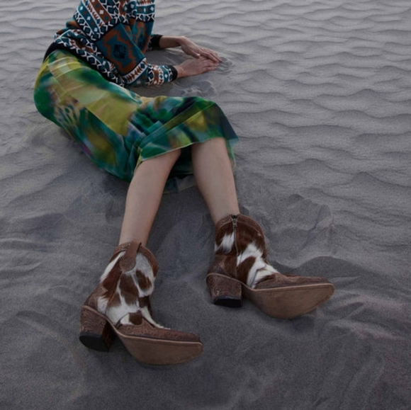 MYRA BAG Georgia Trails Brown & White Hair-On Hide Short Cowboy Boots 6-11 New - Picture 14 of 14